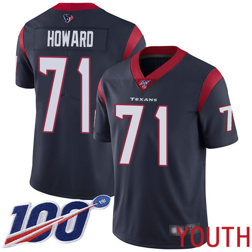 Houston Texans Limited Navy Blue Youth Tytus Howard Home Jersey NFL Football #71 100th Season Vapor Untouchable